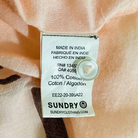 Sundry Women's Size 3 L Take It Easy Sheer Roll Tab Sleeve Peach Shirt - Picture 8 of 8